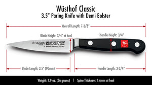 Wusthof Classic Paring Knife, 3.5”