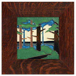Framed  6” x 6” Pine Landscape - Motawi Tileworks