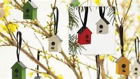 Wood Red Birdhouse Swedish Ornaments